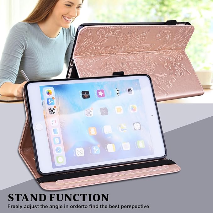 Case for Samsung Galaxy Tab A11+/A11 Plus /A9+/A9 Plus 2025/2023 5G 11 Inch Embossed Lace PU Leather Stand Cover with Elastic Band Card Slots Pen Holder &amp Multi-Angle Viewing - Blue