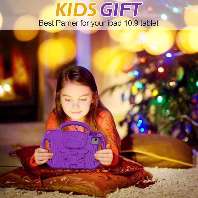 AVAWO Kids Case for iPad (A16) 11th Generation 11 Inch 2025 iPad 10th Generation 10.9 2022 Shockproof Rugged Protective Cover with Shoulder Strap/Handles/Kickstand for i Pad 10/11 Gen Black