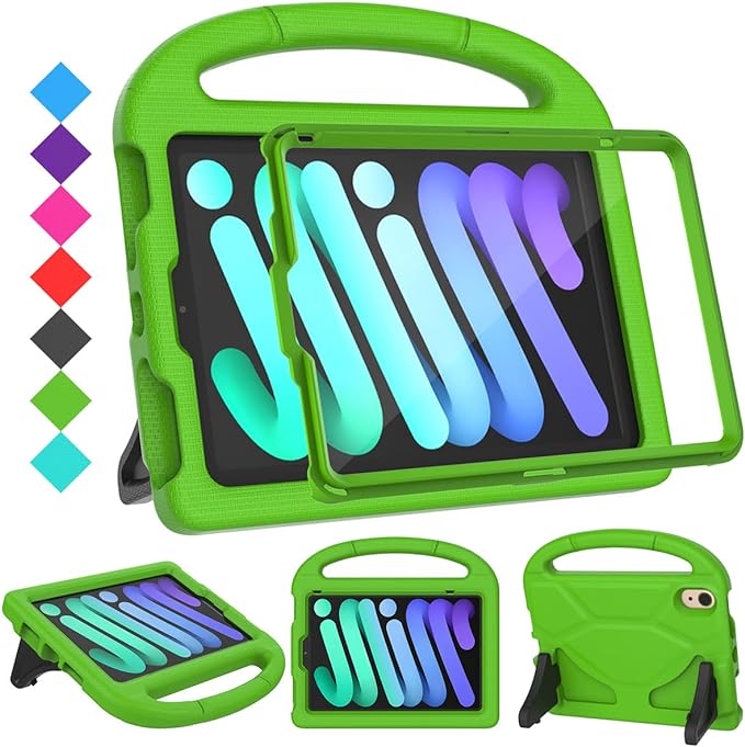 SUPLIK Kids Case for iPad mini 7 (A17 Pro) 2024 &amp iPad mini 6 2021 8.3-inch iPad mini 6th/7th Generation Case with Screen Protector Durable Shockproof Kids Cover with Handle Stand Black