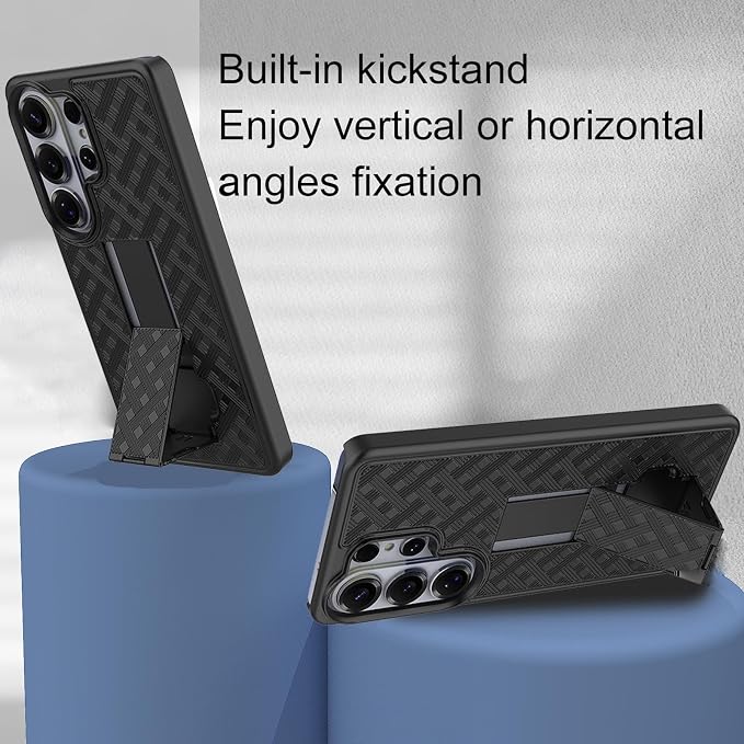 Ailiber for Samsung Galaxy S26 Stand Case Belt Clip Screen Protector-Black | Swivel Kickstand Holder Holster Slim Shell Slide Pouch Full Body Protective Rugged Shockproof Drop Defense Cell Phone Co