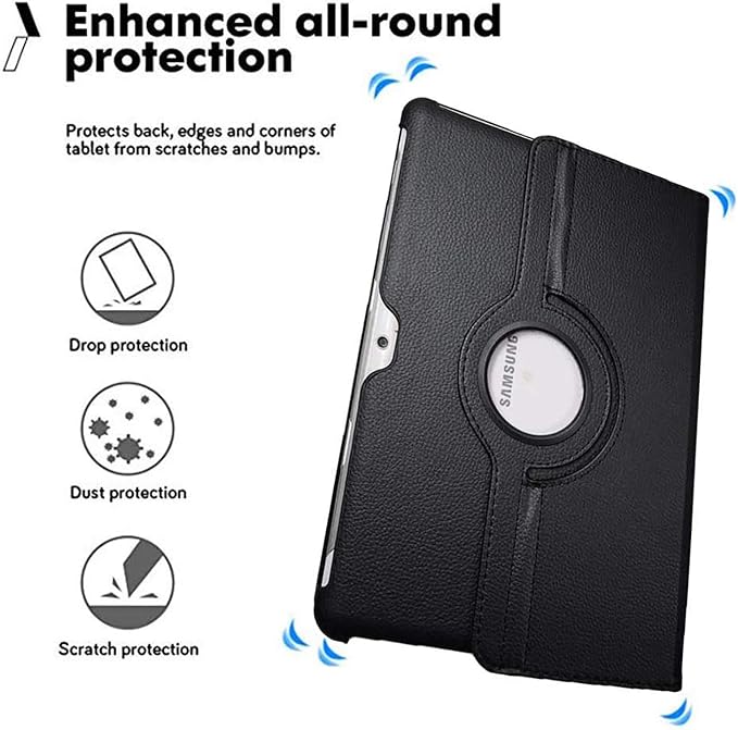 Case for Samsung Galaxy Note 10.1 inch 2012 (GT-N8000 N8010 N8013)360 Degree Rotating Stand Case Full Protective Coverwith Stylus PenScreen Film (Black)