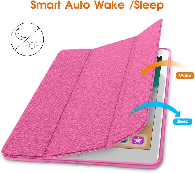 Soke Case Fits for iPad 6th/5th Generation with Pencil Holder - [Full Body Protection + Auto Wake/Sleep] Shockproof Soft TPU Back Cover for Apple iPad 9.7 inch 2018/2017 Black