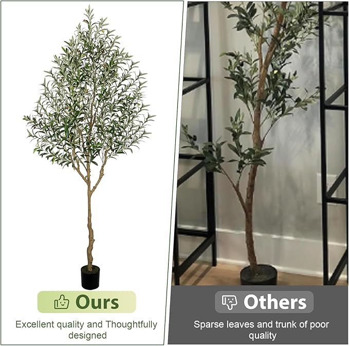 8FT Olive Tree Artificial Indoor, 96in Tall Faux Olive Tree with Pot, Fake Potted Tree with Fruits for Home Office Decor