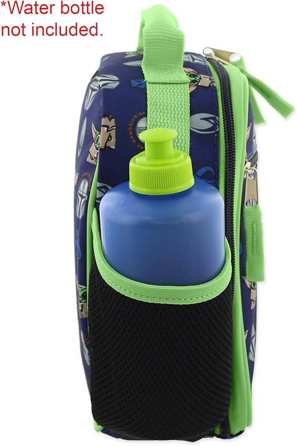 Star Wars Mandalorian Baby Yoda Boy's Girl's Adult Soft Insulated School Lunch Box (One Size, Blue/Green)