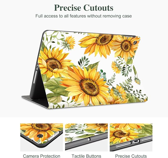 Lokigo Case for iPad 9th/8th/7th Gen 10.2 Air 3rd/Pro10.5 Aurora Forest | Protective Folio Soft Back Cover Pencil Holder for Teens/Students/Office Staffs 4 Angles Viewing Stand Auto Wake/Sleep