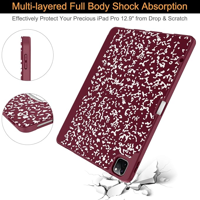 Soke Case for iPad Air 13 Inch (M4/M3/M22026-2024) iPad Pro 12.9 6th/5th Generation with Pencil Holder(2021 2022 Release)-[Apple Pencil Charging + Auto Wake/Sleep] Soft Back Cover Book Black