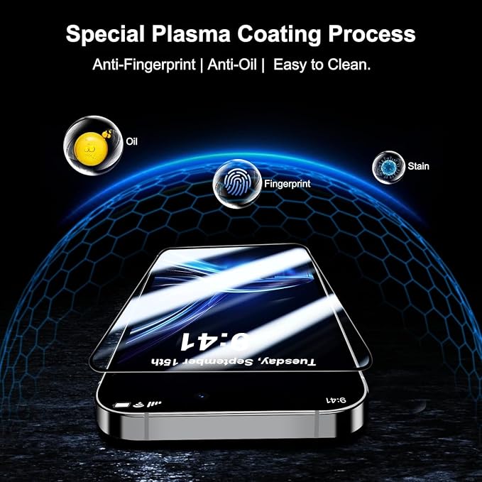 Compatible with iPhone 14 Plus Screen Protector HD Clarity With Automatic Dust Removal and Easy Installation Tool 9H Hardness and Military Grade Shatterproof Tempered Glass
