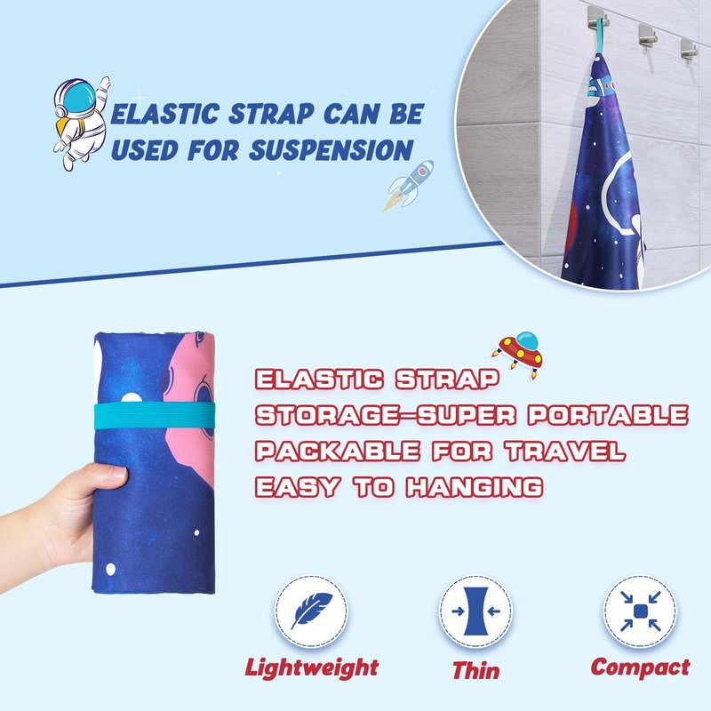 WERNNSAI Space Kids Beach Towel for Boys, 30” x 60” Double-Sided Towel for Kids, Kids Beach Pool Bath Bathroom Swim Towels, Beach Blanket Towel