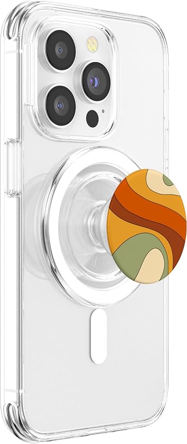 Retro Liquid Swirl Rainbow 70s Aesthetic Boho Burnt Orange PopSockets Adhesive PopGrip