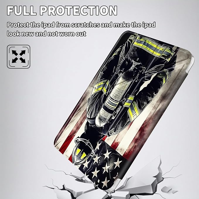 for iPad 10.2 &amp 10.5/iPad 9th/8th/7th Generation 10.2 2021 2020 2019 Case Mutil Angles Folding Y-Shaped Stand Cover with Pencil Holder Auto Wake/SleepAmerican Flag and Cow