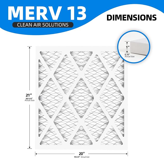 20x21x1 Air Filter, MPR 1900 & FPR 10, MERV 13 Pleated Air Filter