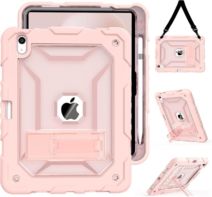 TIMISM Case for iPad 10th Generation 2022 iPad (A16) 11 Inch 2025 with Pencil Holder &amp Kickstand Translucent Hard PC Back Cover Heavy Duty Shockproof Protective Case for iPad 11/10 Clear Blue