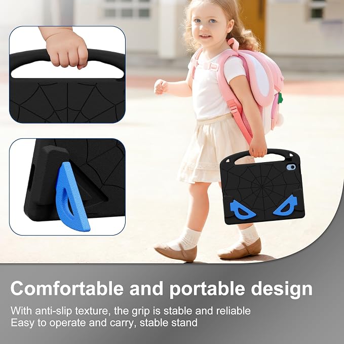 Kids Case for iPad 9th/8th/7th Gen. (10.2-inch 2021/2020/2019) | Shockproof Cover with Built-in Screen Protector and Stand Black