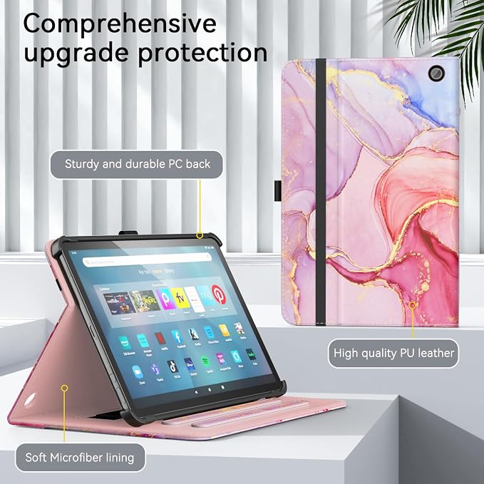 OKP for Amazon Tablet 11 Case (13th Generation 2023 Release) [Multi-Angle] Stand Cover with Pocket Auto Wake/Sleep PU Leather Case for Amazon Tablet 11 (Marble Blue)