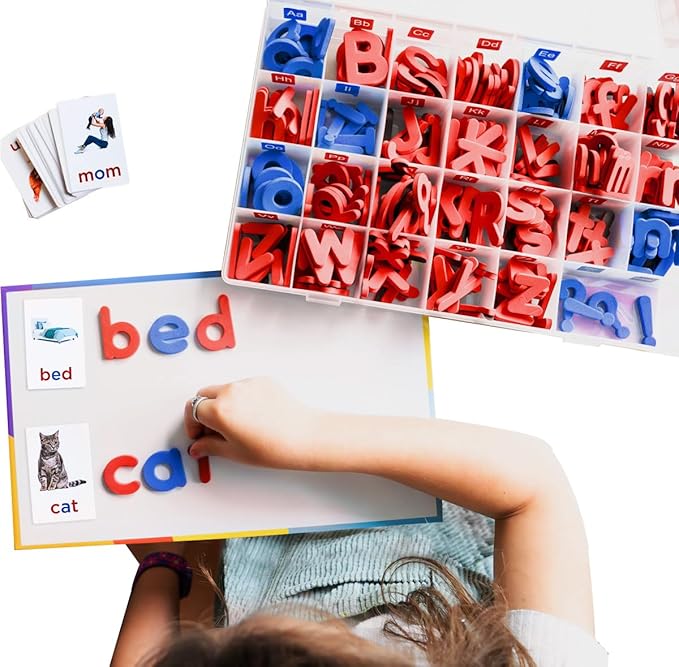 Magnetic Foam Letters for Kids - Classroom Alphabet Letters Kit 284 Pcs with CVC Cards - Montessori ABC Board Magnets