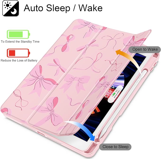 May Chen for iPad 9th Generation with Pencil Holder iPad 8th/7th Gen Case 10.2-inch [Penceil Holder] Trifold Stand Auto Wake/Sleep Clear TPU Protection Back Cover Ballet Shoes