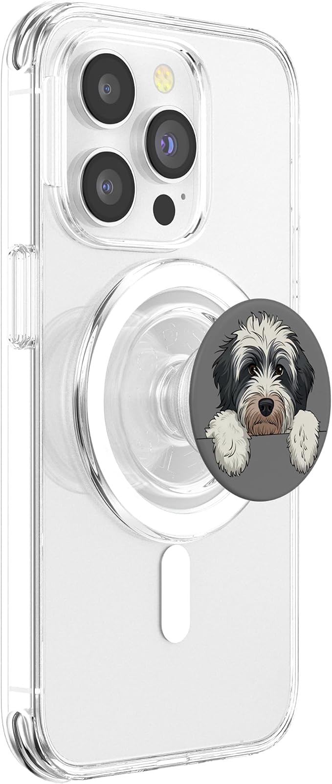 Cute Bernedoodle Peeking Doodle Puppy Dog Lover Men Women PopSockets Adhesive PopGrip