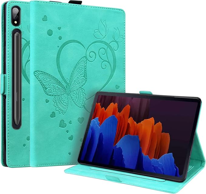 Dteck Wallet Case for Galaxy Tab S10+/S9+/S7 FE/S8+/S7 Plus 12.4 Tablet Premium PU Leather Folding Stand Auto Wake/Sleep Pen Holder Case with Hummingbirds