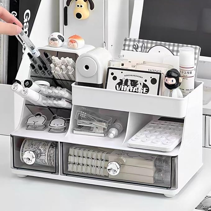Makeup Organizer with Drawers for Vanity,Bathroom Countertop Organizer with Brushes Holder,Skincare Storage Organizer,Perfect Cosmetic Display Case for Your Beauty Essential