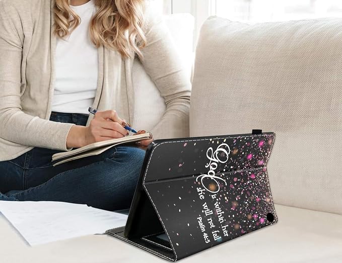 Case for All-New Amazon Fire HD 10 &amp 10 Plus Tablet 10.1 (13th/11th Generation 2023/2021 Release) - Slim PU Leather Folio Smart Cover with Auto Wake/Sleep Bible Verse Psalm 46:5