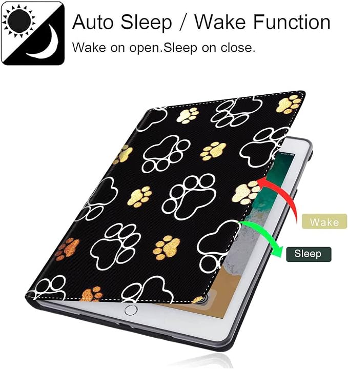 Case for iPad 9.7 inch 2018/2017Pro 9.7 CaseiPad Air 2 iPad Air Case Multi-Angle View Adjustable Stand Auto Wake/Slee for iPad 5th/6th Gen &amp ipad air 1/2 9.7 inch Cute Dog Paw Prints