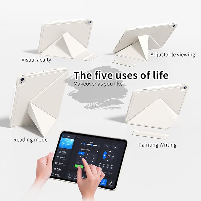 kenke Magnetic Case for iPad Air 11'' Air 10.9'' 5th/4th Gen Black | For iPad Air 11 M4 M3 M2 Air 10.9 (5th/4th 2022/2020) Multi-Folding Stand Cover Detachable Frame Back Auto Wake/Sleep