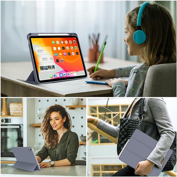 kenke Case for iPad Air 11-inch M4/M3/M2 (2026/2025/2024) iPad Air 5th/4th Generation (2022/2020) 10.9-inch Auto Sleep/Wake Slim Trifold Smart Cover with Pencil Holder Soft TPU Back Black