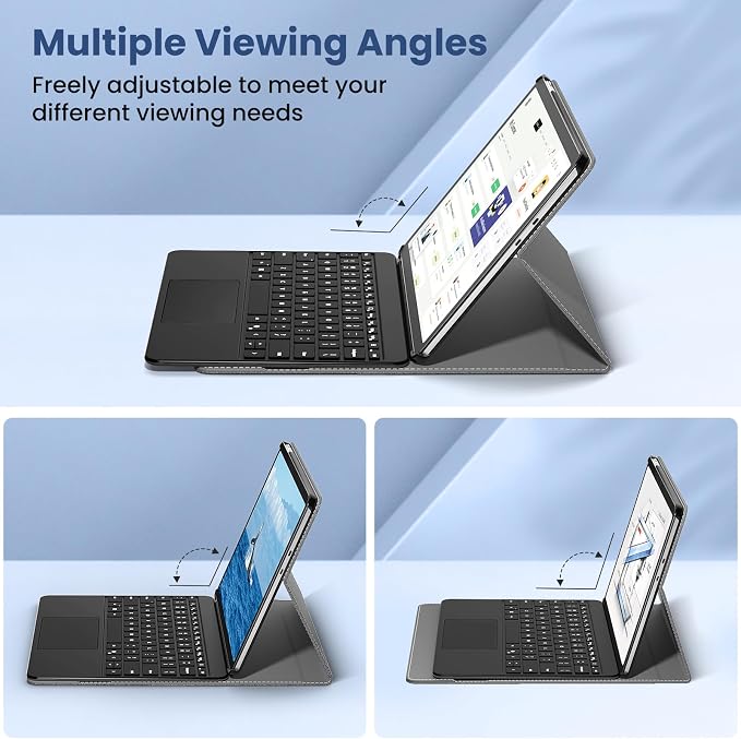 MoKo Case for Microsoft Surface Pro 12 Inch 1st Edition 2025 Gray | Lightweight Protective Business Cover Multi-Angle Stand Pocket Stylus Holder Compatible with Type Cover Keyboard