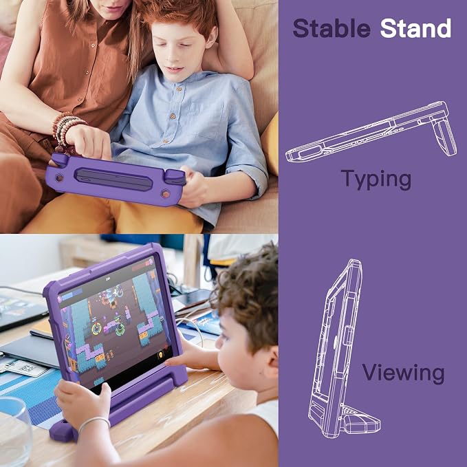 JETech Kids Case for iPad 6th/5th Gen 9.7 (2018/2017) Black | Built-in Screen Protector 360° Rotating Handle Stand Shockproof Full-Body Protection Kid-Friendly Design