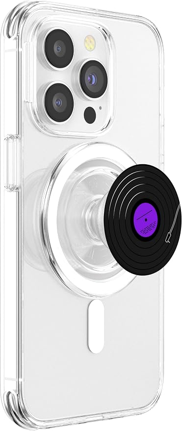 Retro Vinyl Record LP Art Purple Violet Lilac Design PopSockets Adhesive PopGrip