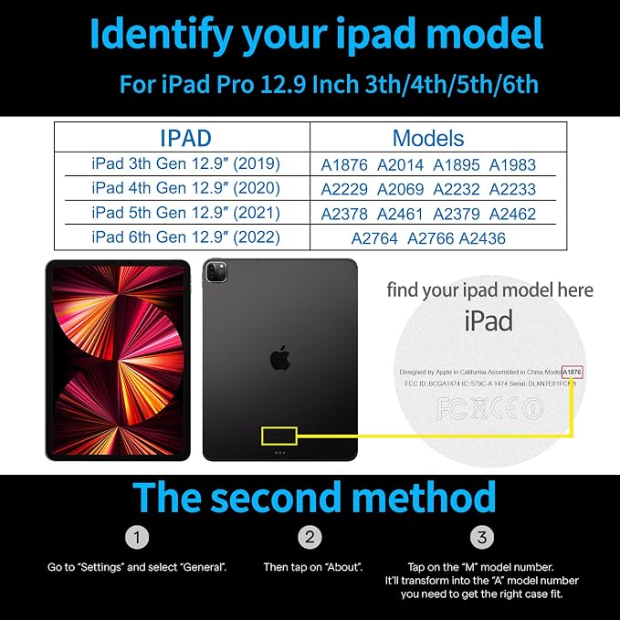 Genuine Leather Case for iPad 11th Gen 11/10th Gen 10.9 Black | Pencil Holder Adjustable Stand Auto Wake/Sleep Shockproof
