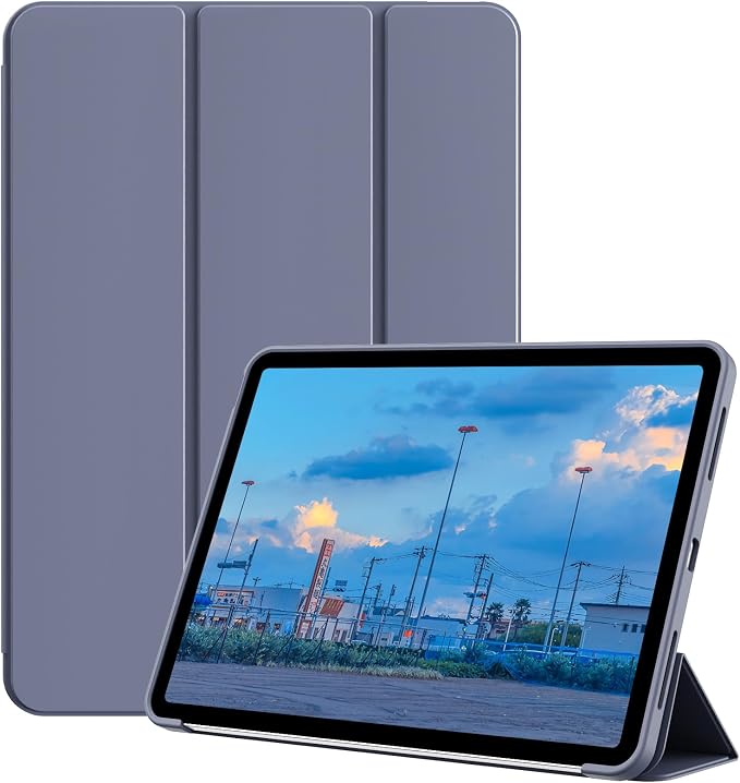 Case for iPad Air 11 Inch M4/M3/M2 iPad Air 5th/4th Gen 10.9 Inch | Soft TPU Back Shell &amp Slim Trifold Stand Cover without Pencil Holder Support Pencil Charging Auto Wake/Sleep Black