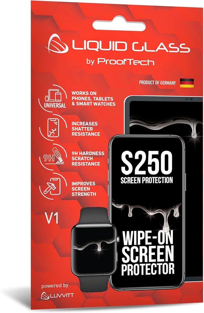 Liquid Glass Screen Protector With $250 Screen Protection - Scratch Resistant Wipe On Coating for All Smartphones Tablets Smartwatches - Universal