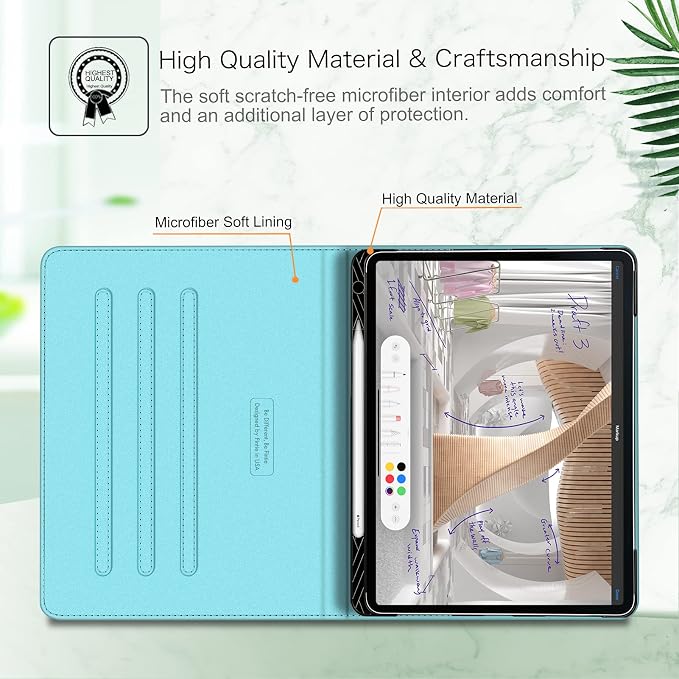Fintie Multi-Angle Folio Case for iPad Pro 12.9 6th/5th/4th/3rd Generation | Multiple Viewing Angles Pencil Holder &amp Storage Pocket Drop Protection Pencil Charging Auto Sleep/Wake Blooming Hi