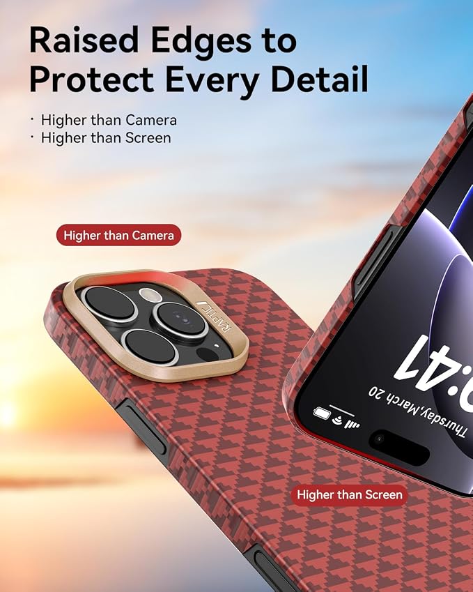 RAPTIC Aramid Fiber Case for iPhone 16 Pro Compatible with MagSafe Non-Slip &amp Slim 600D Aramid Fiber [Military Grade Drop Tested] Anti-Scratch Shockproof Protective Case 6.3 inch Black