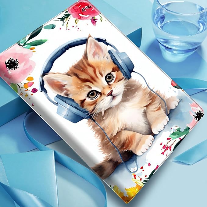 Case for Fire 7 2019/2017/2015Black Cat Purple Roses | DIGTIALL Slim Cover for Fire 7 Tablet 9th/7th/5th Gen 7.0 Folding Stand Protective Case Auto Sleep/Wake Smart Shell