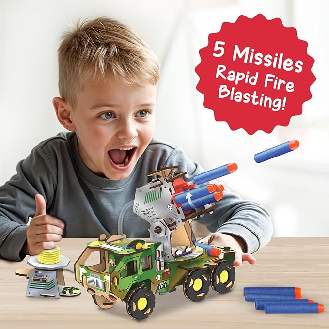 Smartivity Missile Truck - STEM Toy for Kids | Build Your Own Millitary Truck with Air-Powered -Rotating Launcher | Birthday Gift for Smart Kids | Toy for Boys & Girls Ages 8,9,10,11,12,13,14 Years