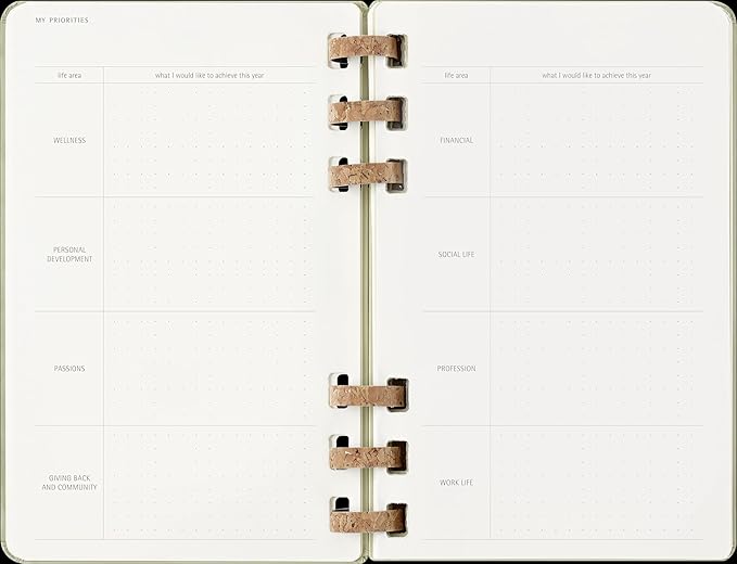 Moleskine Spiral 12 Month 2025 Solar Year Planner, Hard Cover, Large (5" x 8.25"), Kiwi, 200 pages