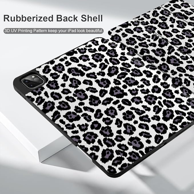 MEEgoodo for iPad Pro M2 12.9 Case 6th/5th/4th/3rd Generation 2022 2021 2020 2018 with Pencil Holder Tablet Cover with Soft TPU Back Shell Art Painted Flowers