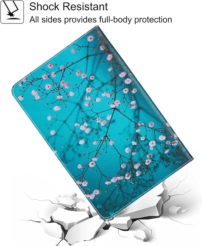 Galaxy Tab A 10.1 with S Pen Case Newshine Slim Folding Stand Case with Card Slots Protective Cover for Samsung Galaxy Tab A 10.1 inch Tablet with S Pen Version (SM-P580/P585) - Almond Flowers