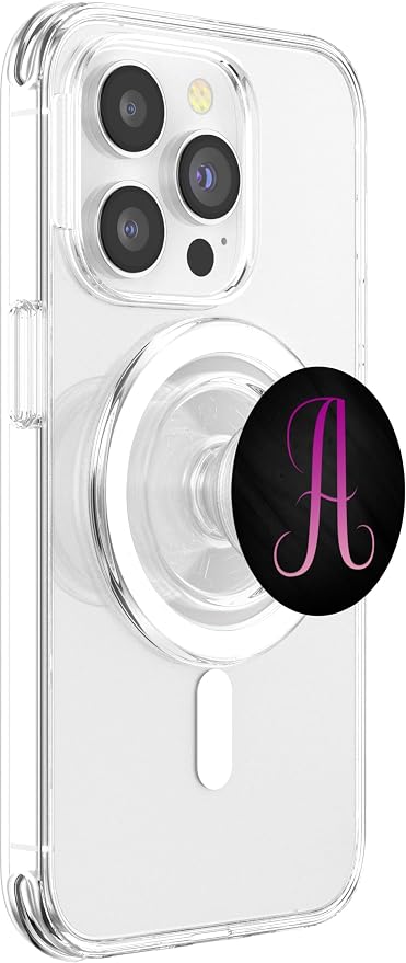 Pink Purple Letter A Monogram On Black PopSockets Adhesive PopGrip