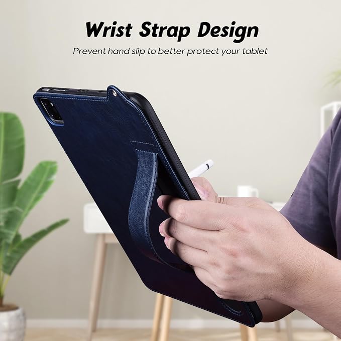 Slim Case for Apple iPad 10th Generation 10.9 Inch 2022 PU Leather Lightweight Hand Strap Stand Feature Drop Protection Back Cover for iPad 10th Gen 10.9 Black