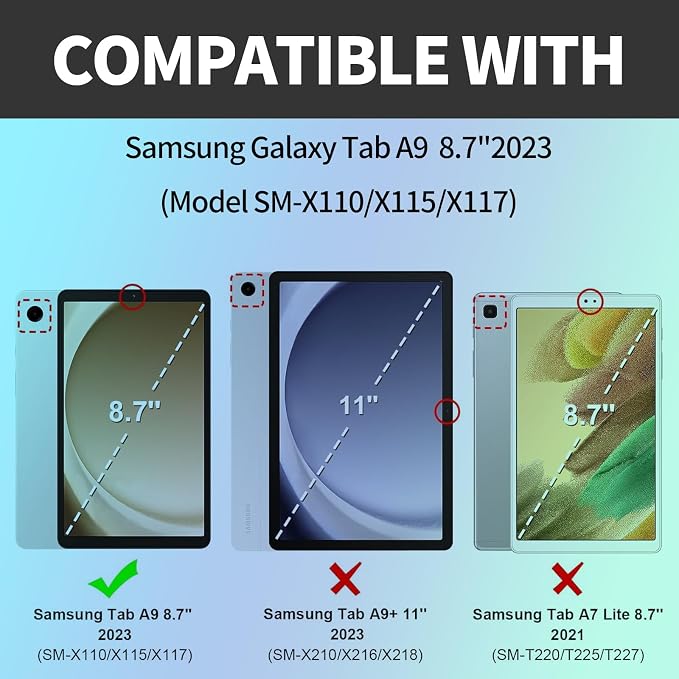 Case for Samsung Galaxy Tab A9 8.7-Inch 2023360 Degree Rotating Multi-Angle Viewing Protective Cover with Auto Sleep/Wake-Blue Butterfly