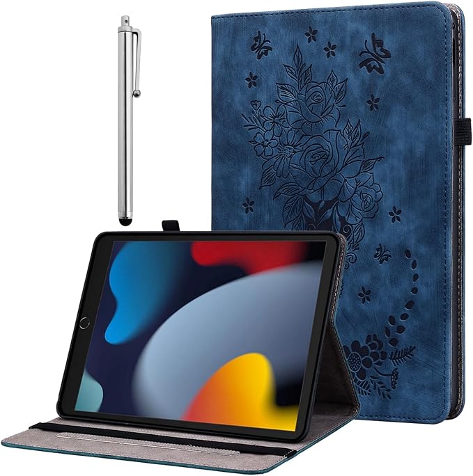 Case for iPad (A16) 11th Generation 11 Inch 2025 iPad 10th Generation 10.9 inch 2022 Auto Wake/Sleep Multi-Angle Flip PU Leather Cover with Pencil Holder Blue