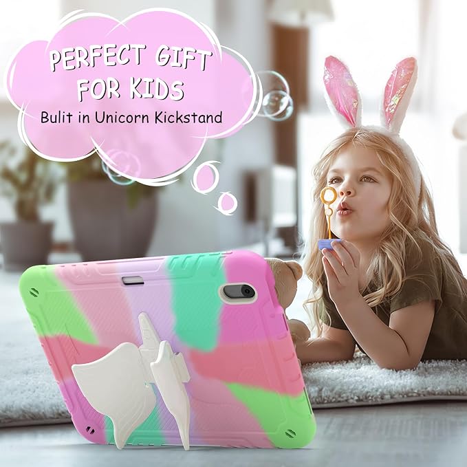 Ambison iPad Air 11 inch Case 6th Generation 2024(M2) with 9H Tempered Glass Screen ProtectorFull-Body Shockproof Sturdy Cute Cover with Butterfly Wings StandShoulder StrapPencil Holder-Multicolor