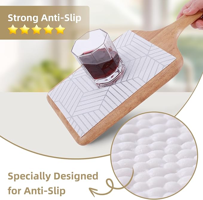 Shelf Liners for Kitchen Cabinets 24in x 30FT, Non Adhesive Cabinet Liner Strong Non-Slip Thickened Silver Geometric Easy to Clean for Shelf, Cabinet, Refrigerator with Knife and Tape Measure