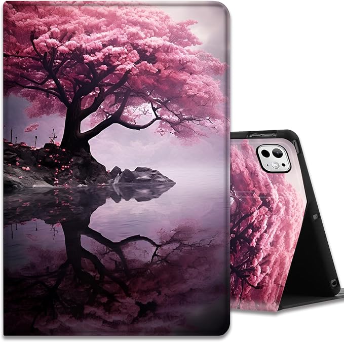 Case for iPad Pro 13 Inch M4 (2024) Slim Multi-Angle Smart Stand Cover with Automatic Sleep/Wake Function for iPad Pro 13 Inch Art Dragonfly