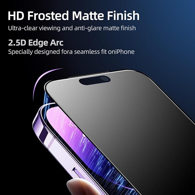 2-Pack Matte Anti-Glare Privacy Screen Protector for iPhone | Dust-Install Design | Anti-Spy Tempered Glass | Blue Light Blocking | HD Clear &amp Scratch Resistant (iPhone 17 Pro Max)