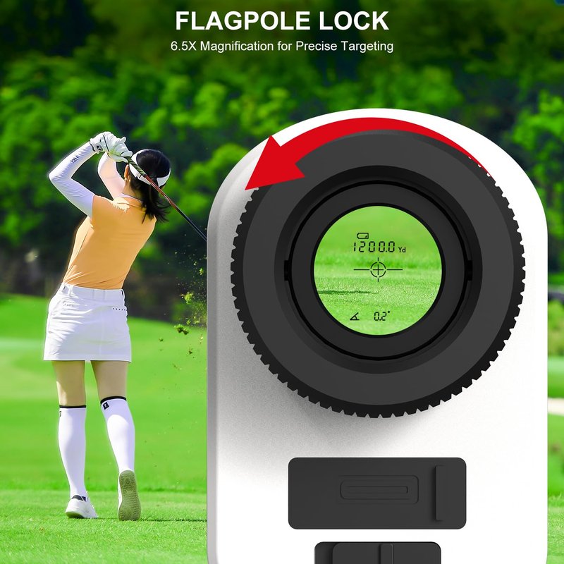 HANMATEK GR1200 Golf Rangefinder with Slope, Flag Lock & Vibration, 6.5X Magnification, 1200 Yards Range, Rechargeable Battery, Golf Distance Finder for Men and Women