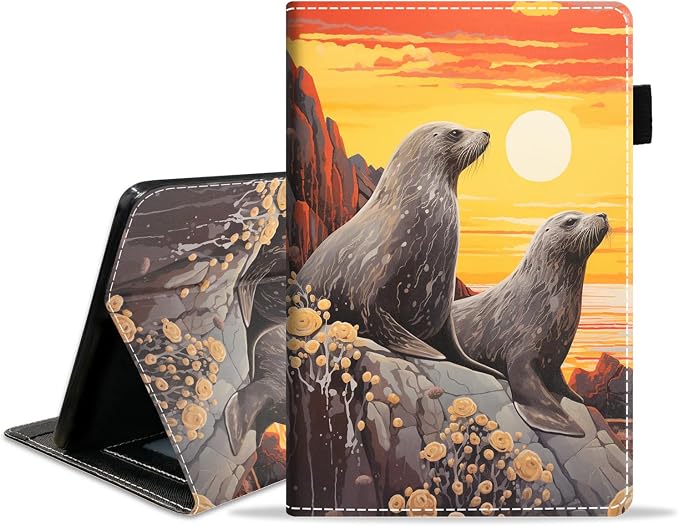 Case for Amazon Kindle Fire 7 Tablet (7 Display 12th Generation 2022 Release) Slim PU Leather Stand Folio Cover with Card Slot &amp Auto Wake Sleep Abstract Paint Butterfly